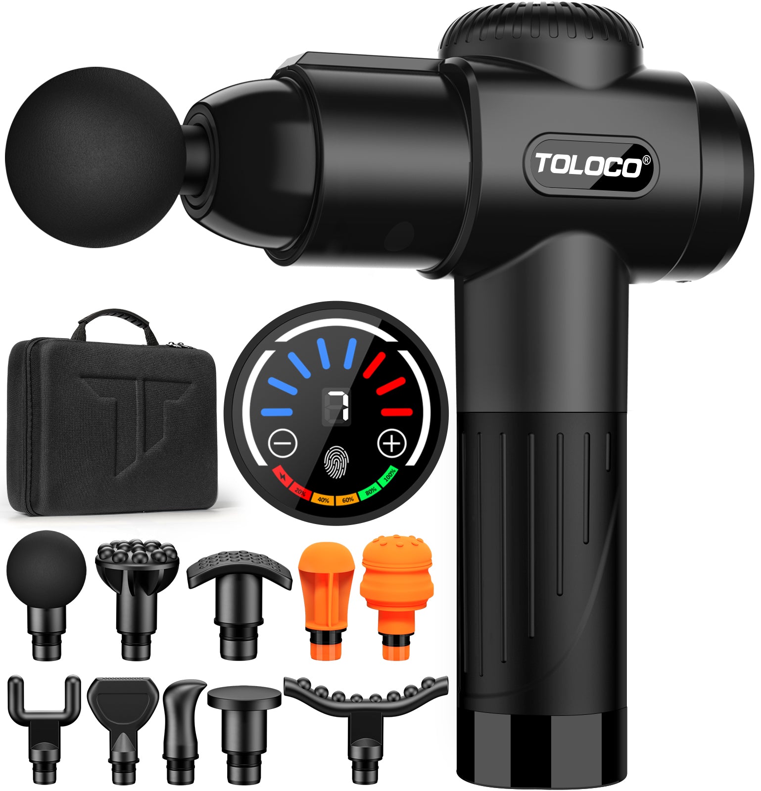 TOLOCO Massage Gun, Muscle Massage Gun Deep Tissue for Athletes, Electric Percussion Massager for Any Pain Relief, Gifts for Men&Women, Black