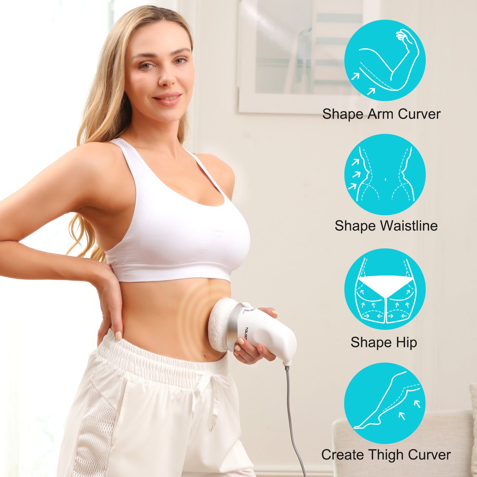 TOLOCO Electric Cellulite Massager, Body Contouring Massager with 6 Skin-Friendly Pads, Handheld Body Massager for Toning The Abdomen, Legs, arms and Thighs