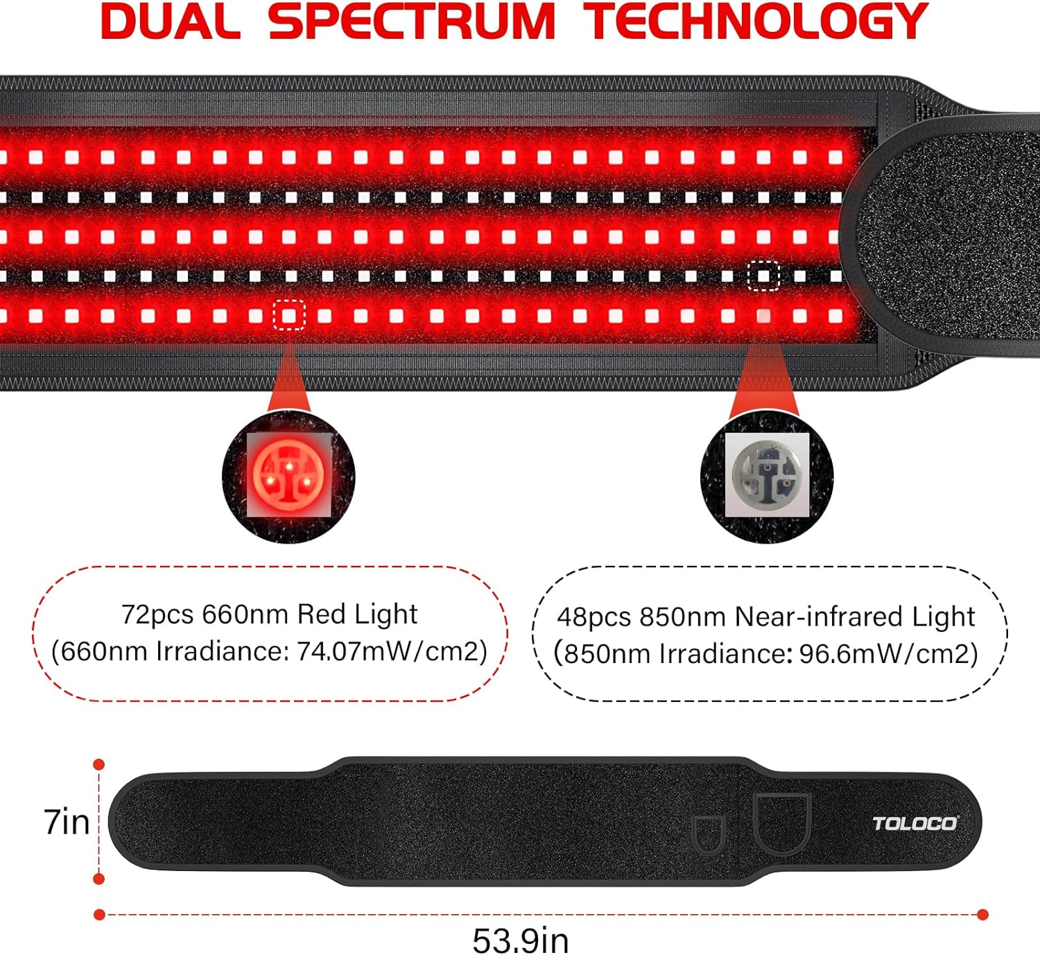 Red Light Therapy Belt, Infrared Light Therapy Wrap Red Light Therapy Device for Body with Timer for Back Shoulder Waist