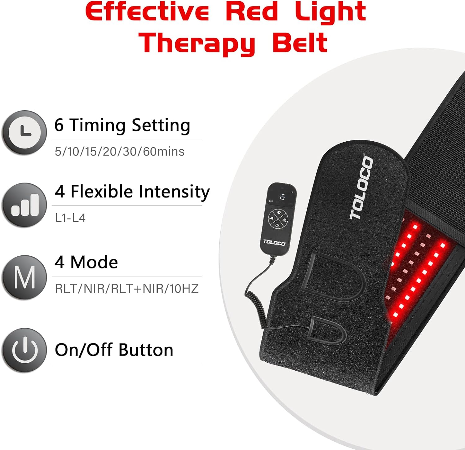 Red Light Therapy Belt, Infrared Light Therapy Wrap Red Light Therapy Device for Body with Timer for Back Shoulder Waist