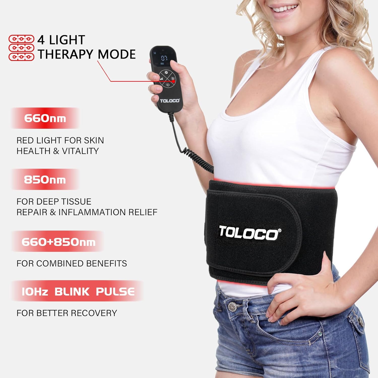 Red Light Therapy Belt, Infrared Light Therapy Wrap Red Light Therapy Device for Body with Timer for Back Shoulder Waist